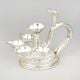 Handcrafted Silver Plated Copper Multi Diya Stand with Handle